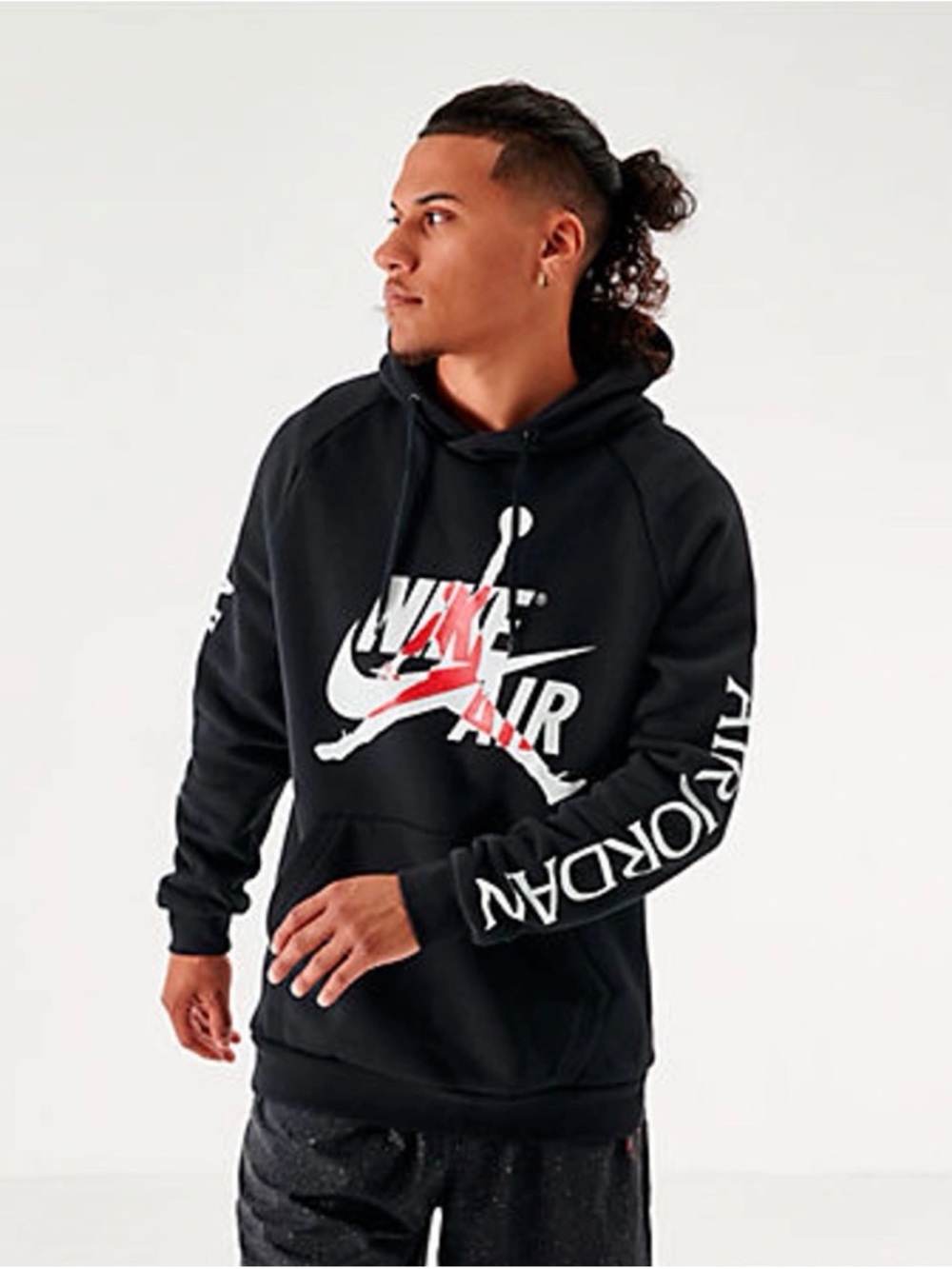 NIKE Jordan Jumpman Classic Black Hoodie with White and Red Logo
